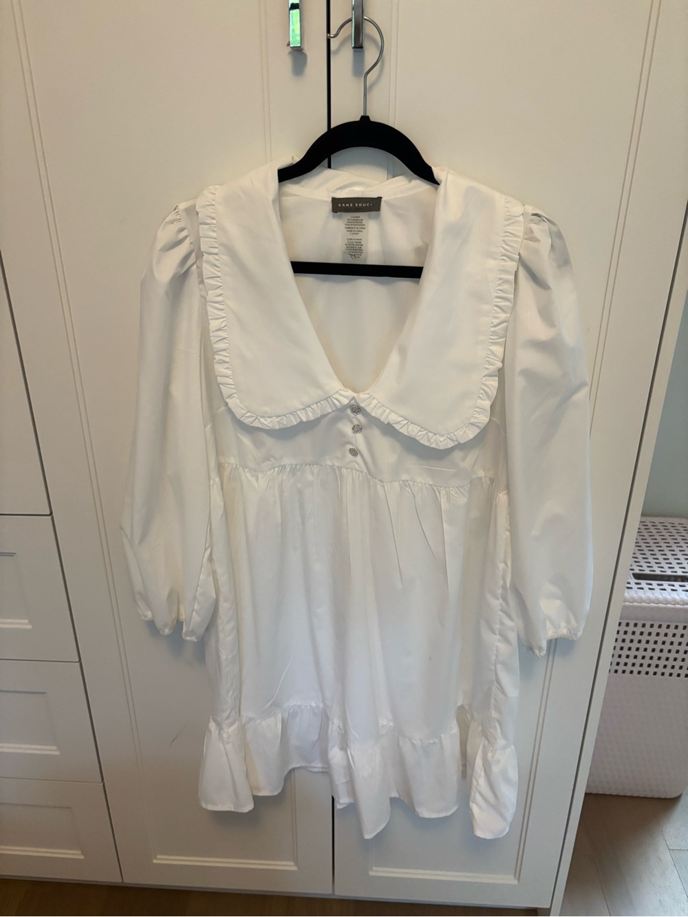 Simons White Ruffled Hem Mini Dress